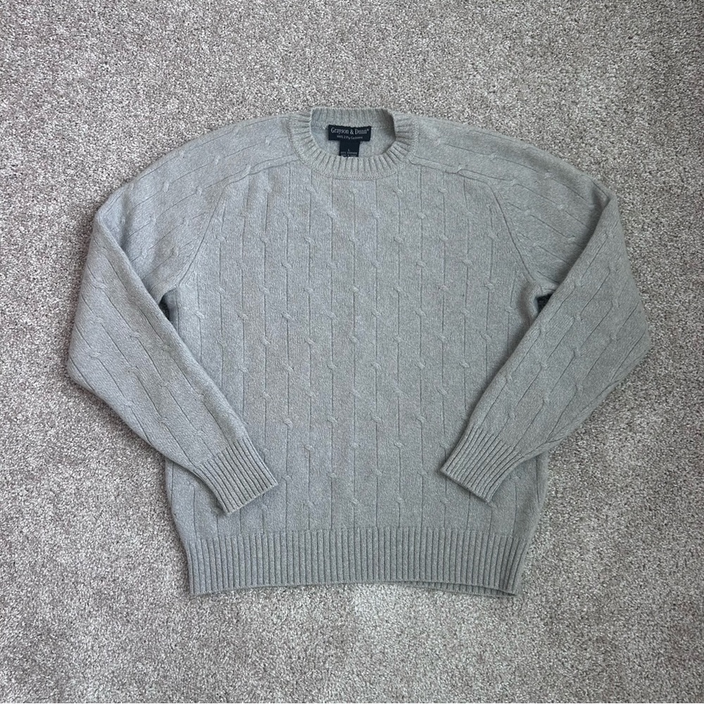 Grayson & Dunn Men’s 100% 2 Ply Cashmere Gray Crew Neck Sweater Size Large